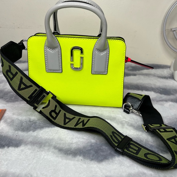Neon Yellow and Gray Women's Handbag - Picture 2 of 9
